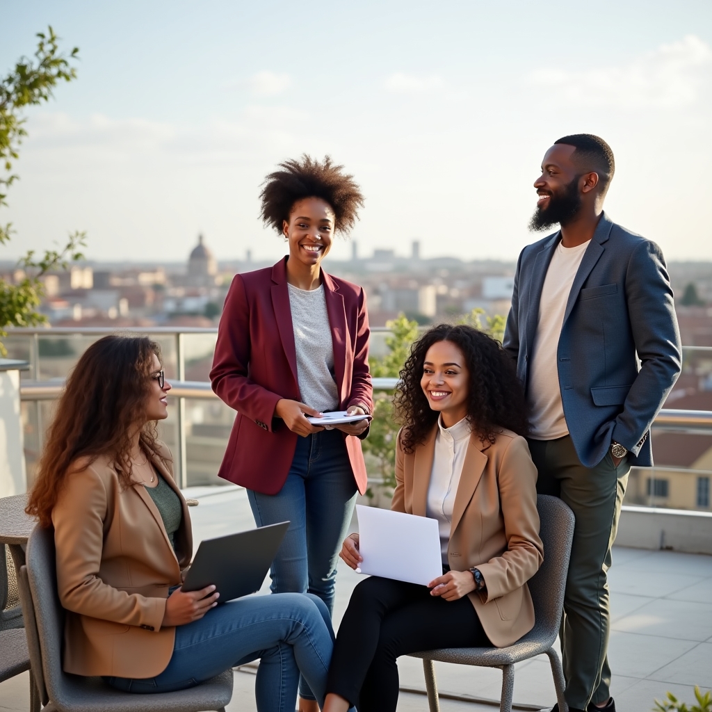 Team Qyxexmorlab in ufficio moderno a Verona con vista urbana